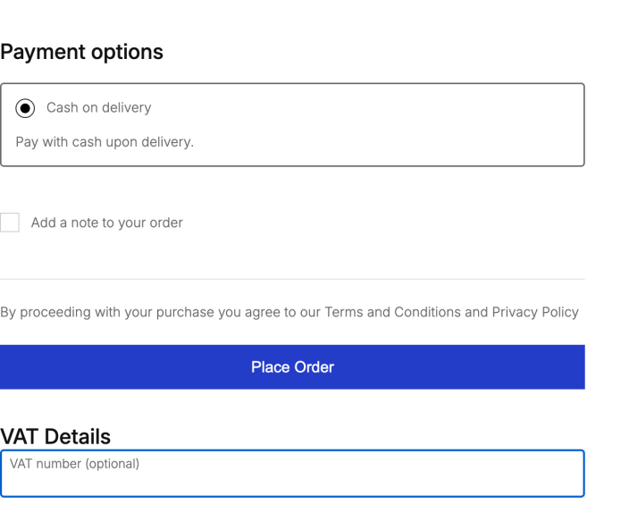 WooCommerce checkout showing the focused VAT number field.