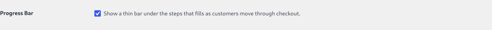 The Progress Bar checkbox on the classic checkout's General tab, checked (enabled by default)