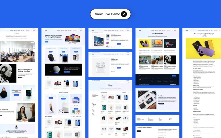 NexByte all pages and block patterns collection