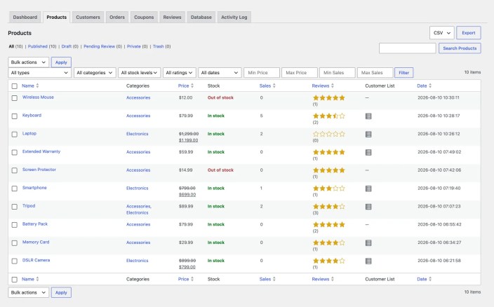 Products clean up page of Data Cleaner for WooCommerce