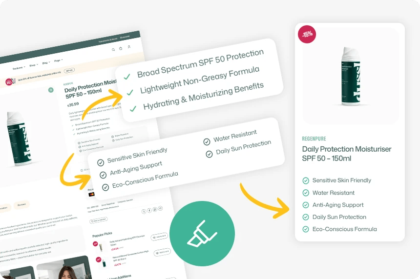 Represent product features easily