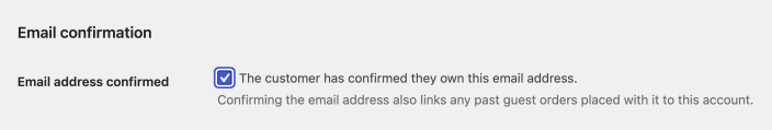 WordPress user profile Email confirmation control with Email address confirmed selected