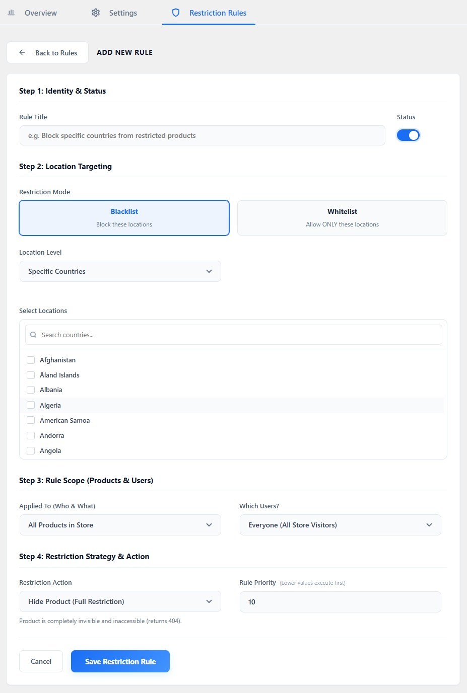 GeoShield – Country Restrictions
