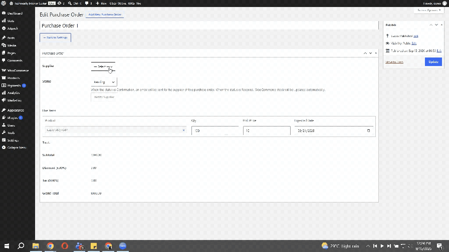 Auto-Filled Supplier Details on Purchase Orders