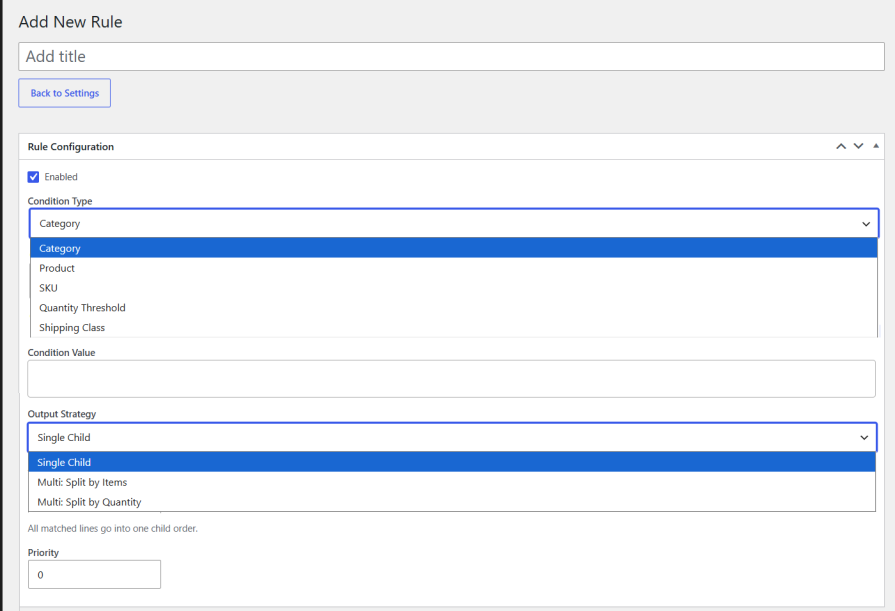 Auto Split Rule Builder