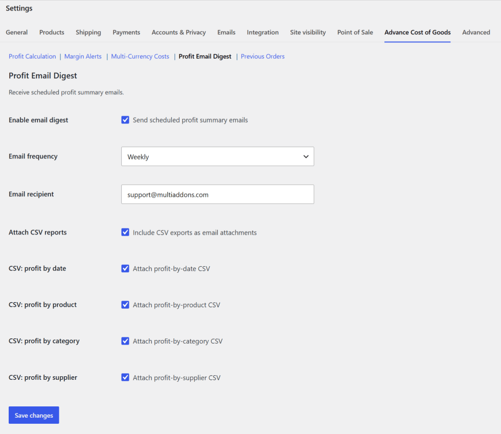 Automated Gross Profit and Cost of Goods Email Digest Configuration