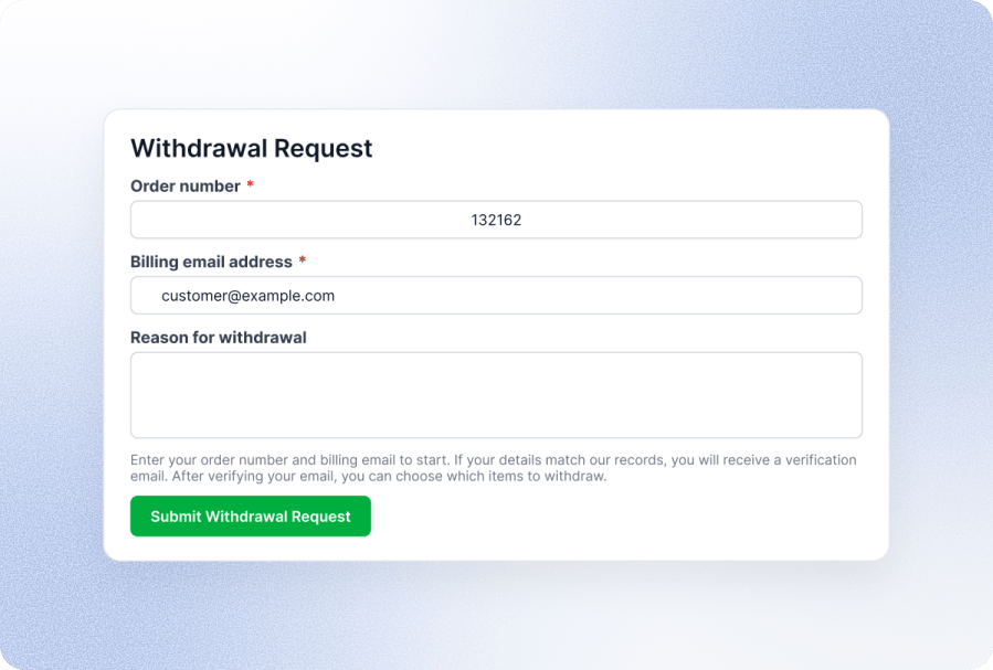 Guest Withdrawal Request Page