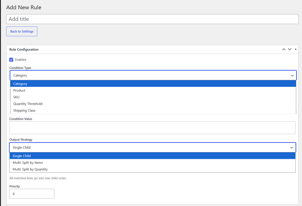 How to create a split rule?