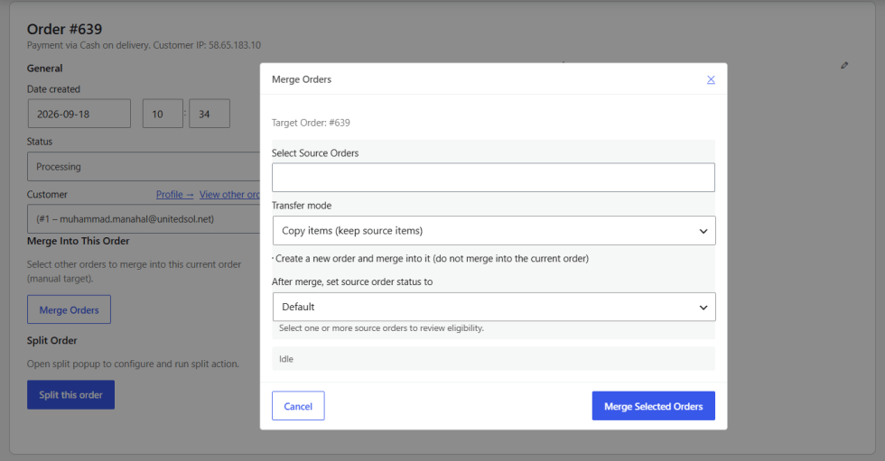 How to merge orders?
