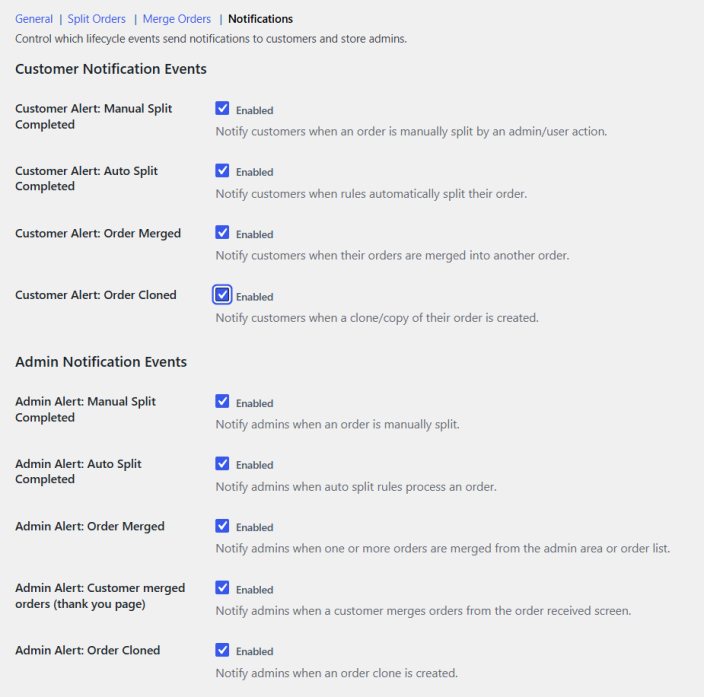 How to notify customers and admins of order changes?