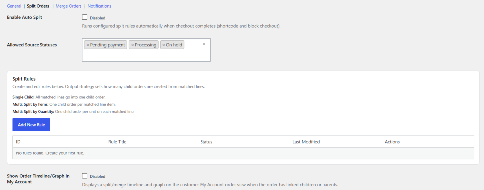How to set up auto split rules?