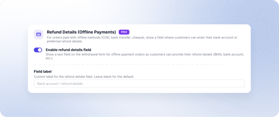 Refund Details Settings