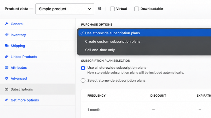 Flexible purchase options