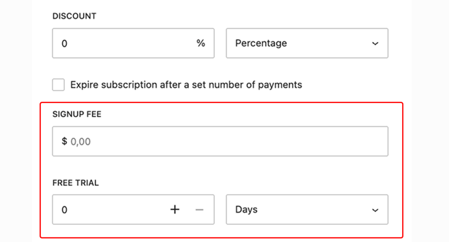 Free trials and sign-up fees