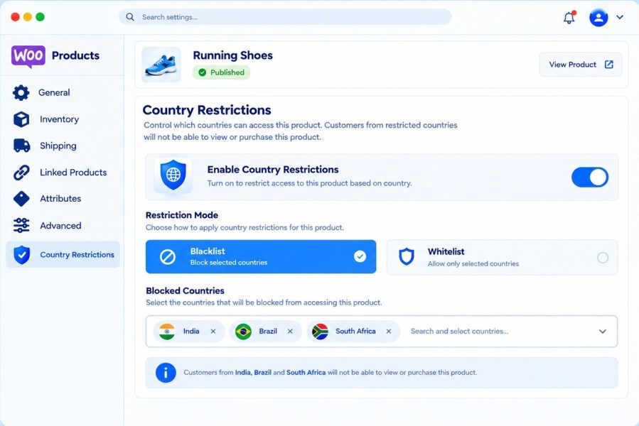 GeoShield restriction rules dashboard