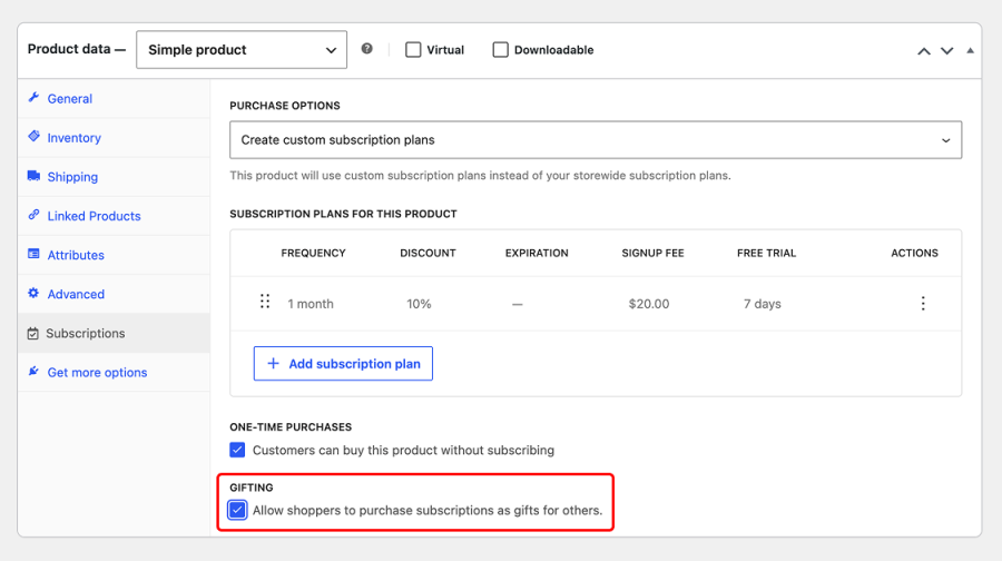 Gifting a subscription
