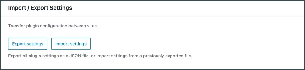 Import export settings