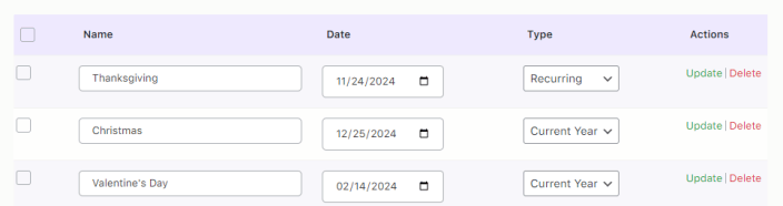How do I block certain dates as Holidays? 5 How do I block certain dates as Holidays? - Tyche Softwares Documentation
