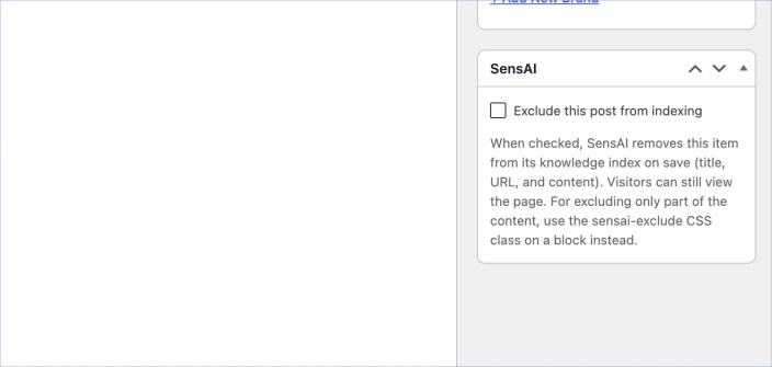 Exclude a post from SensAI indexing