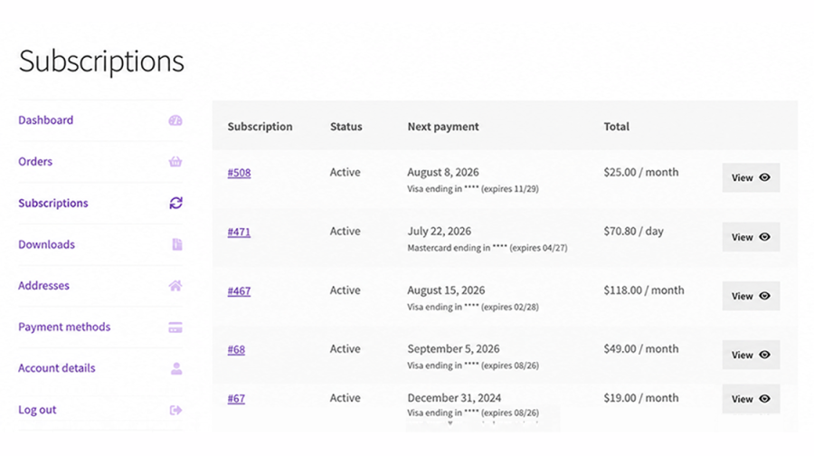 Subscriber account management