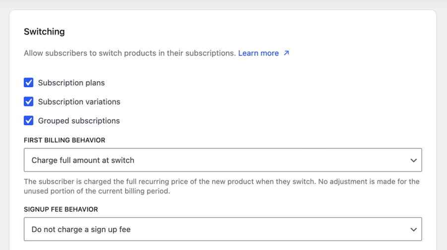 Subscription switching