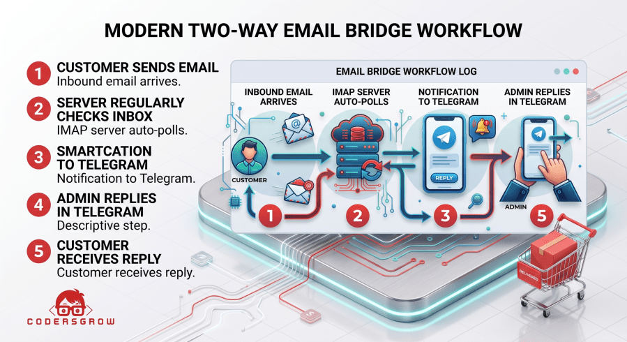 Two way mail bridge notifystore