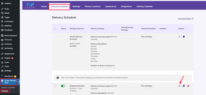 How do I create a weekday based delivery schedule? 1 How do I create a weekday based delivery schedule? - Tyche Softwares Documentation