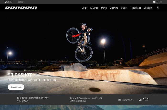 Screenshot of Propain Bicycles