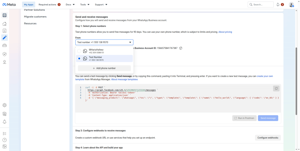 Step 11: To send from your own number, open the From dropdown and select it, or click Add phone number (see Part 5)