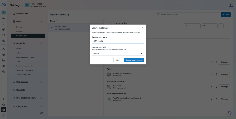 Step 13: Go to business.facebook.com-settings and select your business portfolio.