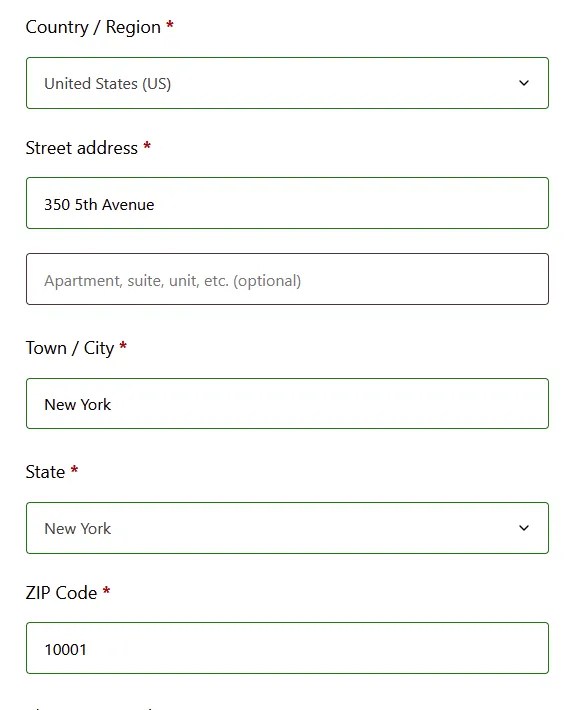 WooCommerce checkout fields populated after selecting an address suggestion