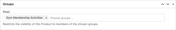 The Groups Read setting restricts the class to Gym Membership Activities.