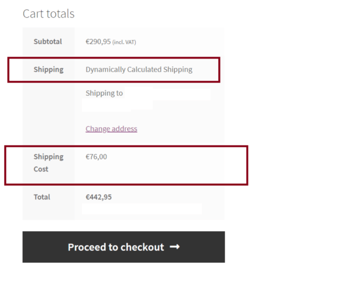 Dynamically calculated shipping cost in the cart