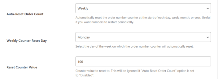 Adding weekly reset values