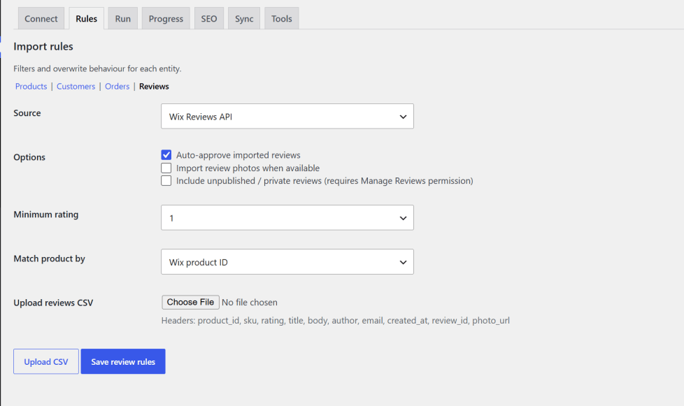 Import Wix product reviews into WooCommerce